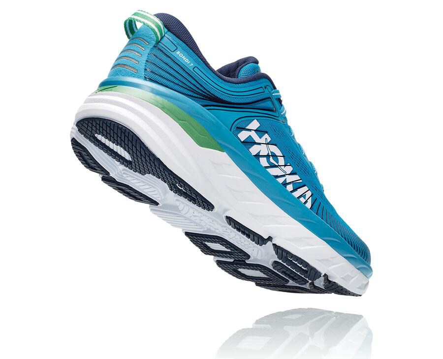 Hoka One One Koşu Ayakkabısı Erkek Mavi/Beyaz - Bondi 7 - RS1078493